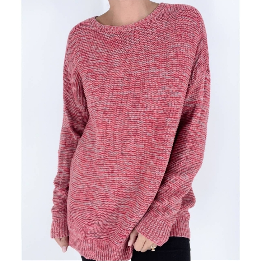 BDG Urban Outfitters pink grey cotton space dyed oversized popover knit sweater